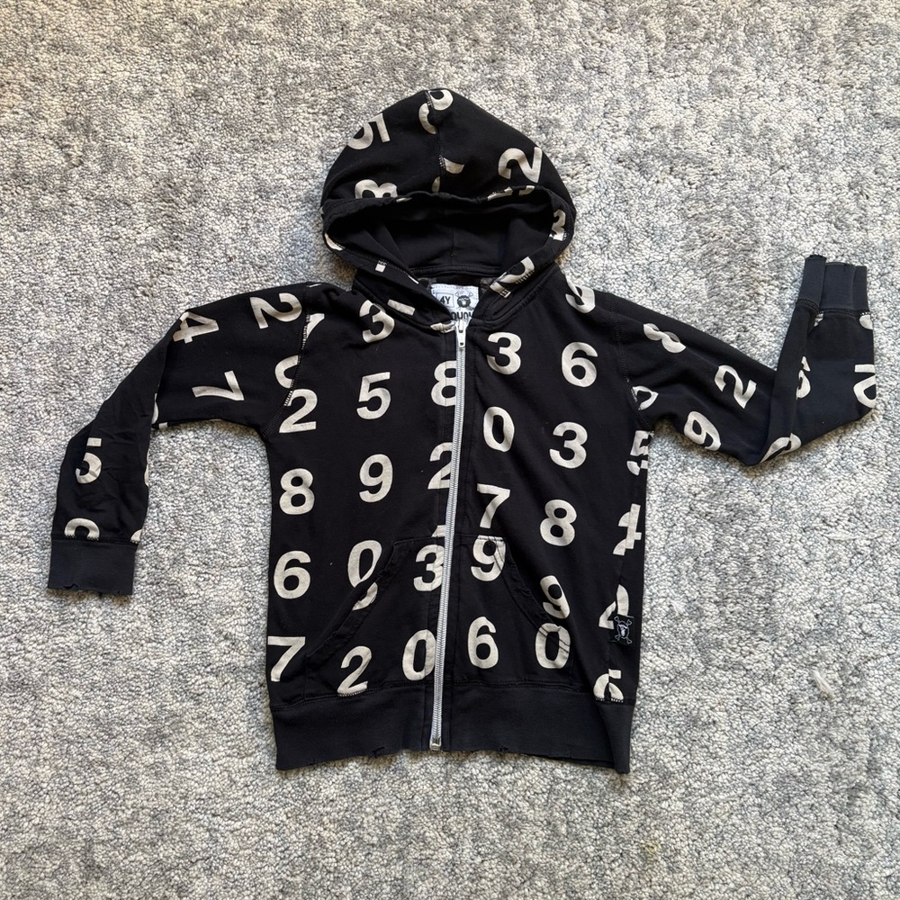 Nununu black number print hoodie